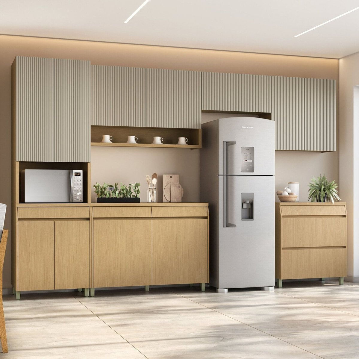 Cozinha 6 Peças 12 Portas 5 Gavetas 350cm 100% Mdf Simone Mendes Carvalho