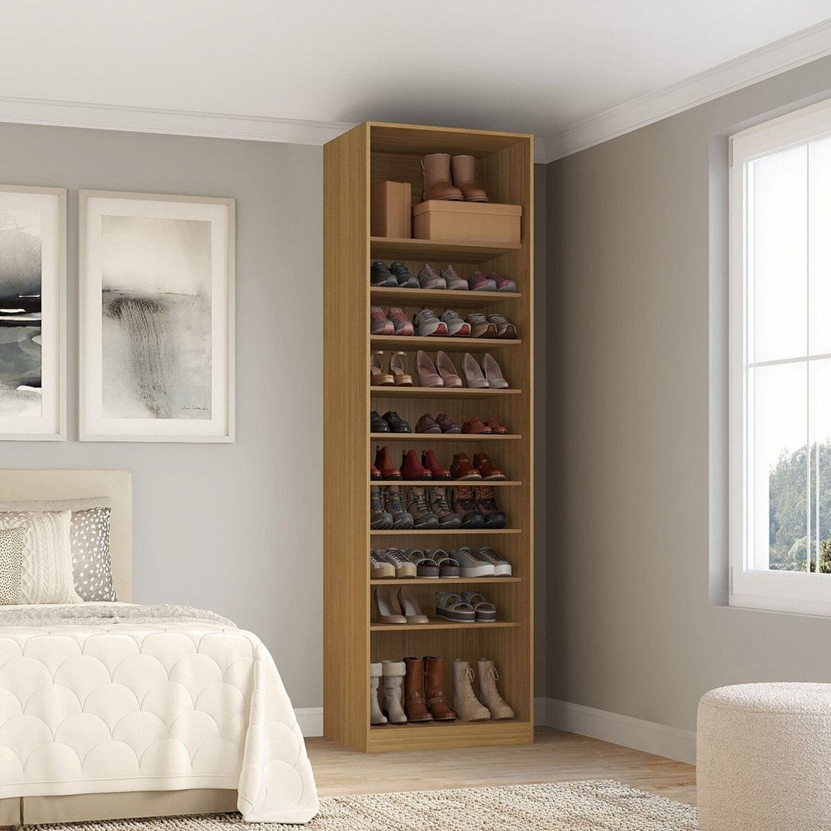 Sapateira Sem Portas Modular Mdf 70 Cm Altezza Clean Freijó