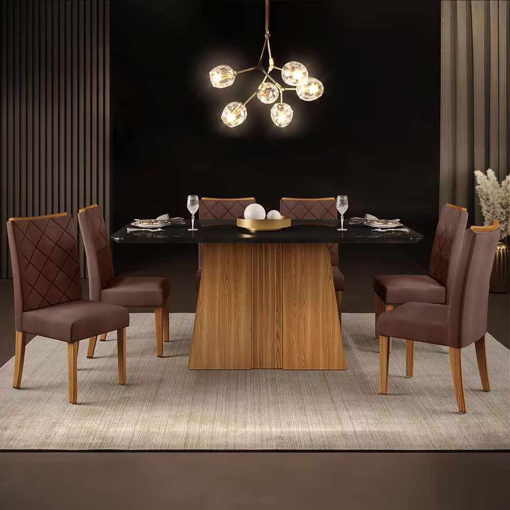 Mesa De Jantar Raquel Plus Com 6 Cadeiras Dj Móveis