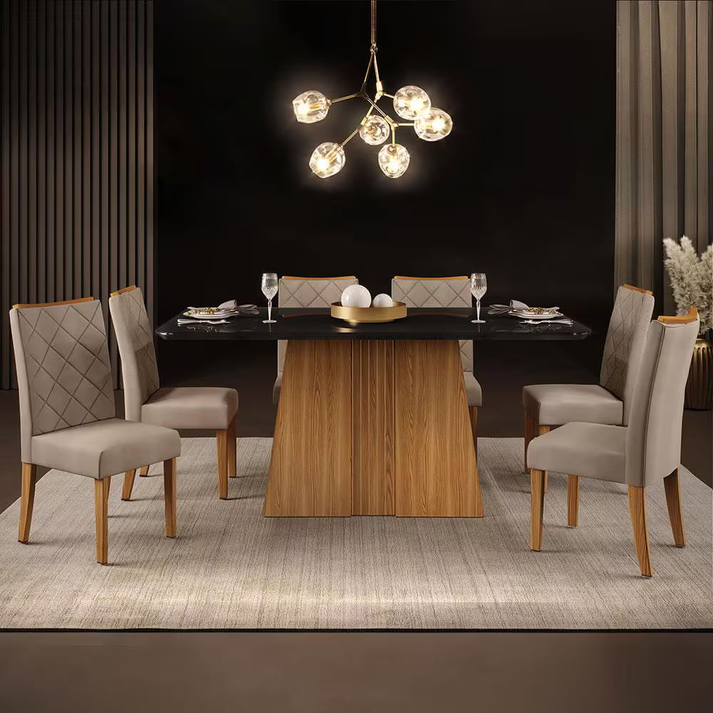 Mesa De Jantar Raquel Plus Com 6 Cadeiras Dj Móveis