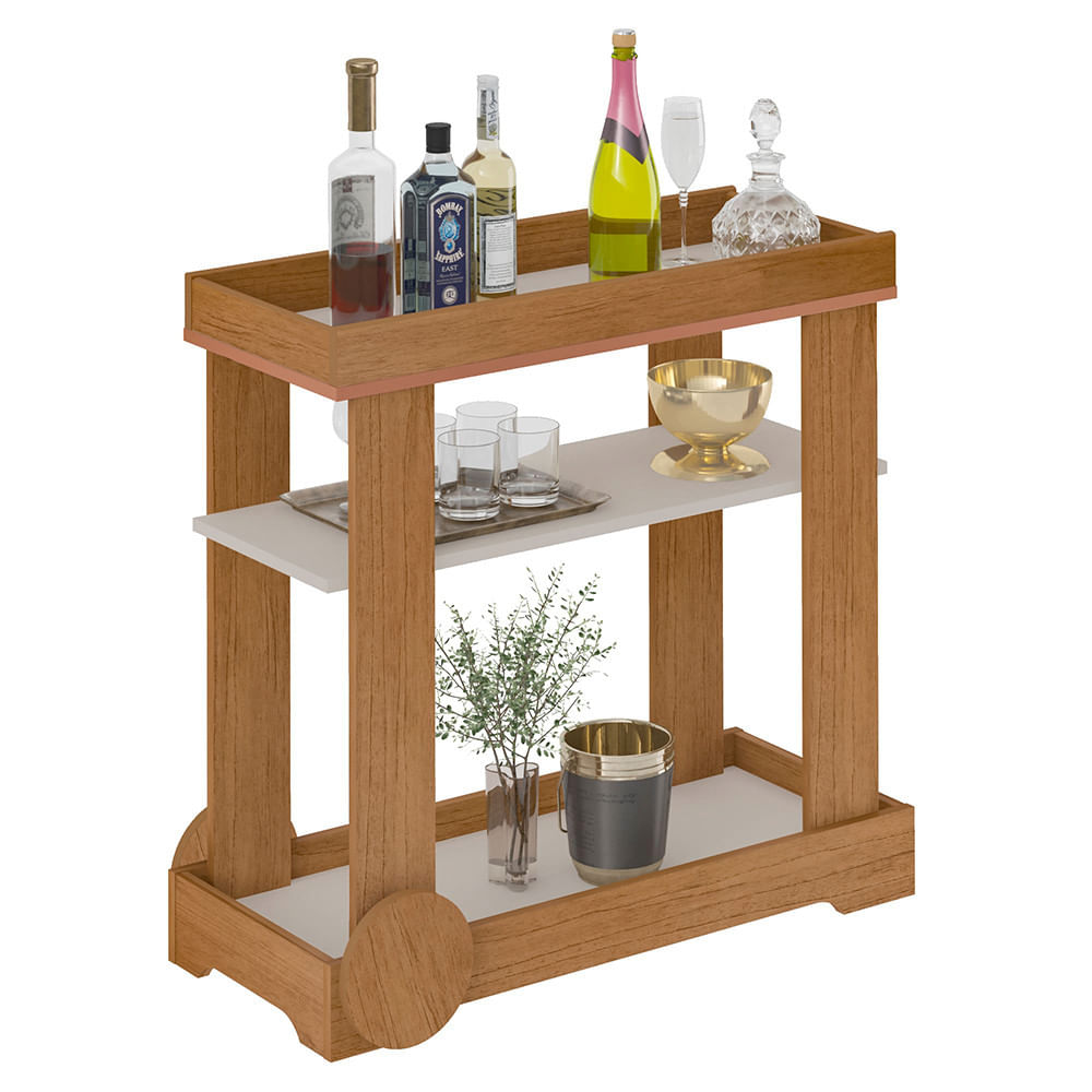 Carrinho Bar 1 Prateleira Rodízios Funcionais Mdf Artely Móveis