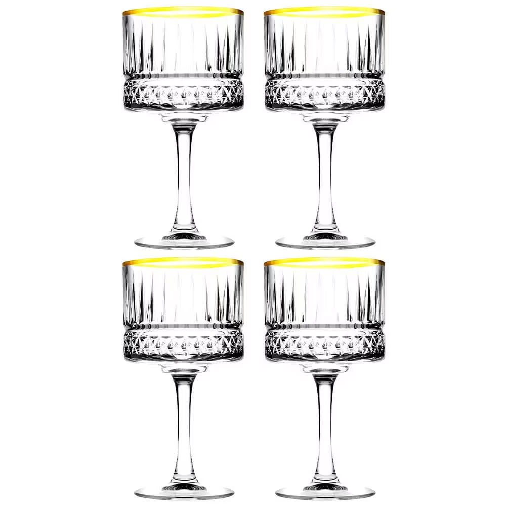 Conjunto De Taças P/ Coquetel Elysia Gold Vidro 500ml 04 Peças Pasabahce