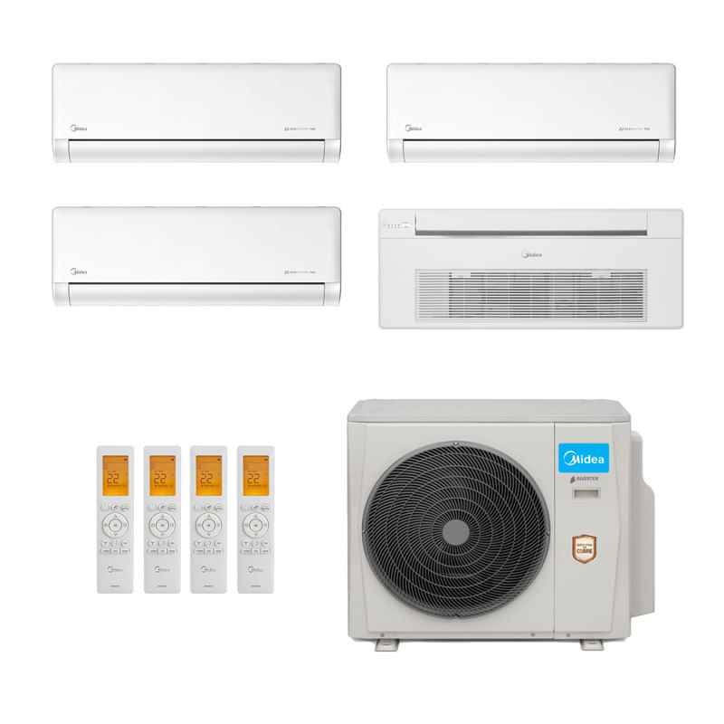 Ar Condicionado Multisplit Quad 54000 Btu(3x12000+18000) Quente/frio - Inverter - Springer Midea - 220v - 40kvaqb12m5 42ezmsa12m5 /38mbmpa42m5