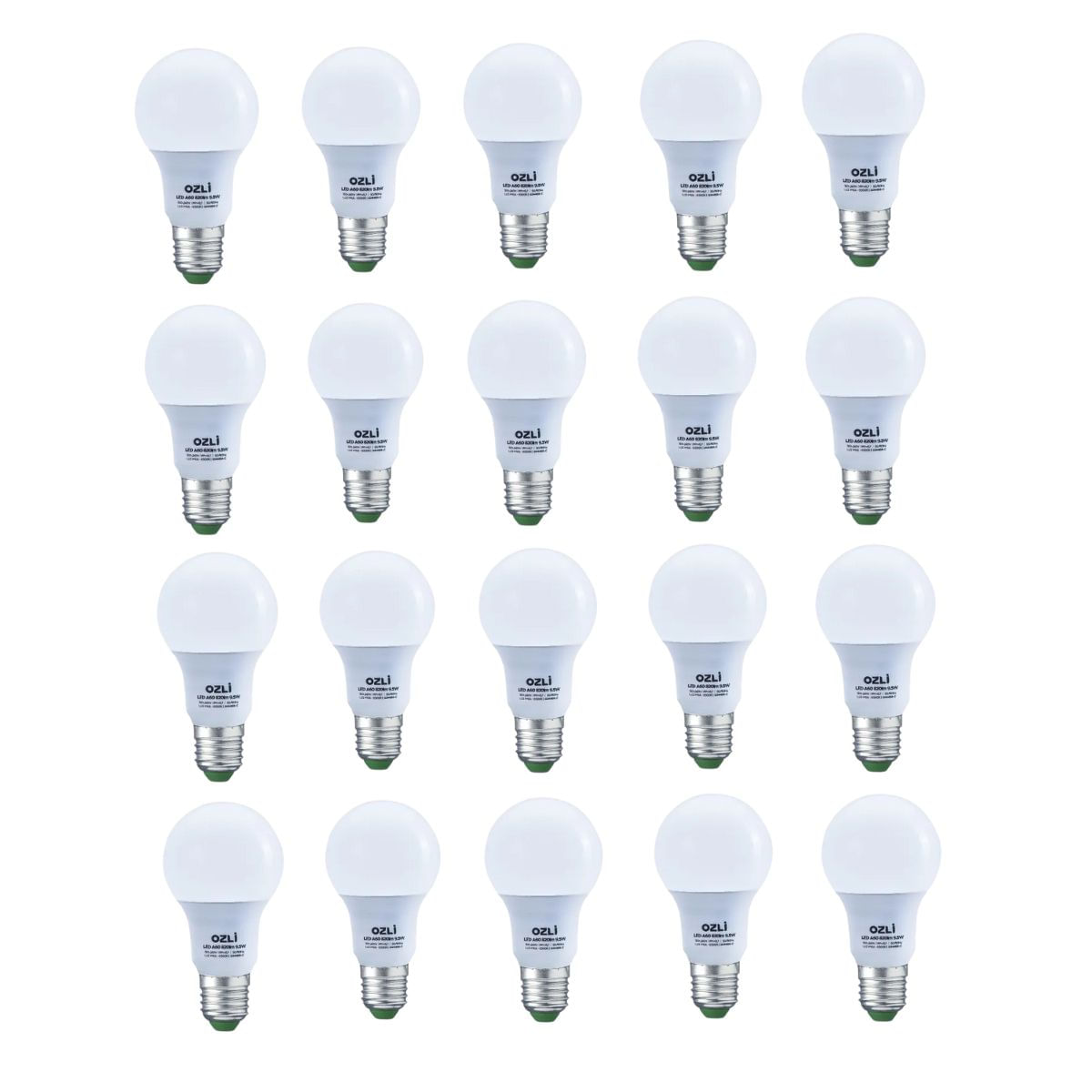 Kit 20 Lampadas Led Bulbo A60 9,5w 6500k Branco Frio 806 Lumens E27 Bivolt Ozli G10635-c