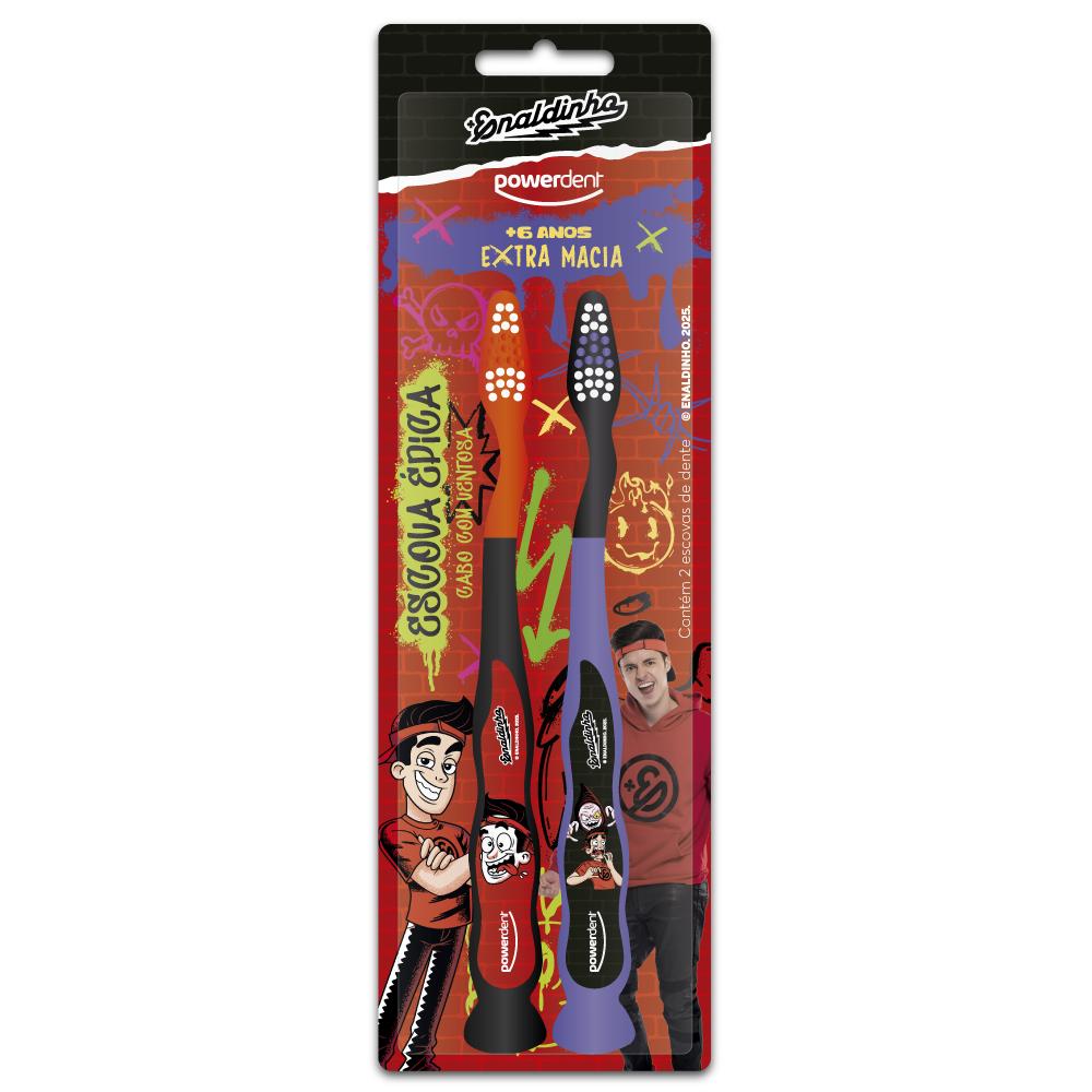 Escova De Dentes Powerdent Infantil Enaldinho 2un Cerdas Macias - Roxo