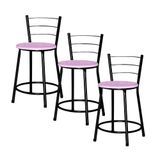 Jogo 3 Banqueta Baixa Ratan Preta Cristal - Lilás