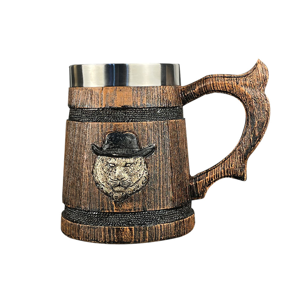 Simulação De Caneca, Barril De Madeira, Café Cerâmico, 580ml