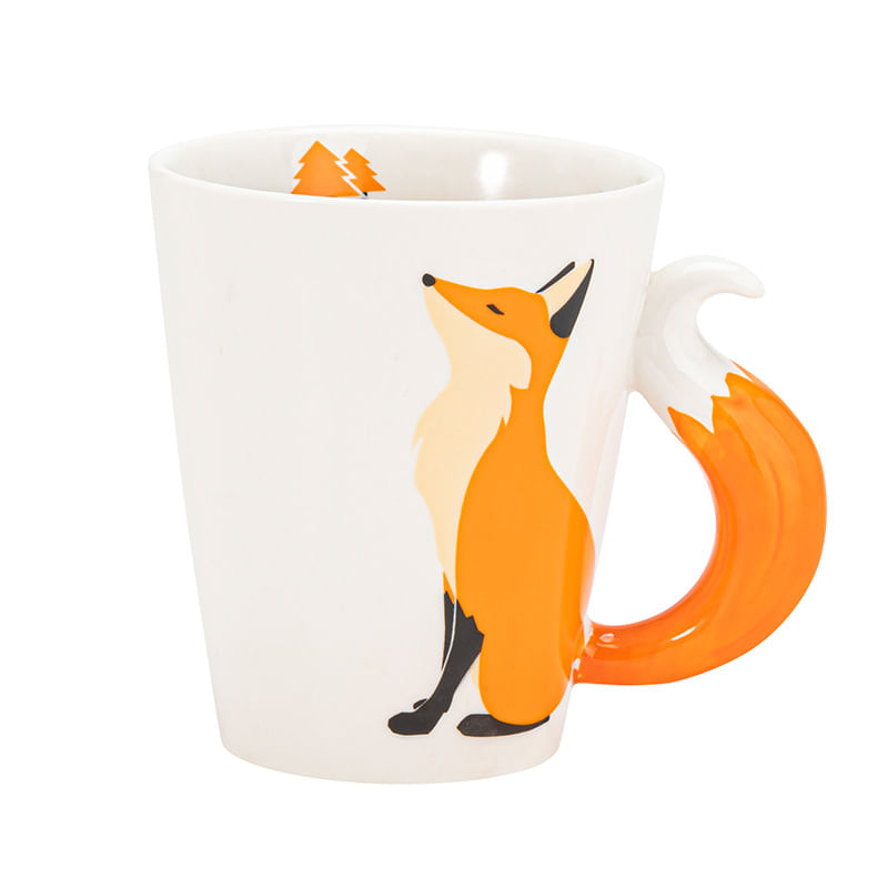 Caneca De Café Cerâmica Fox Pattern 360ml