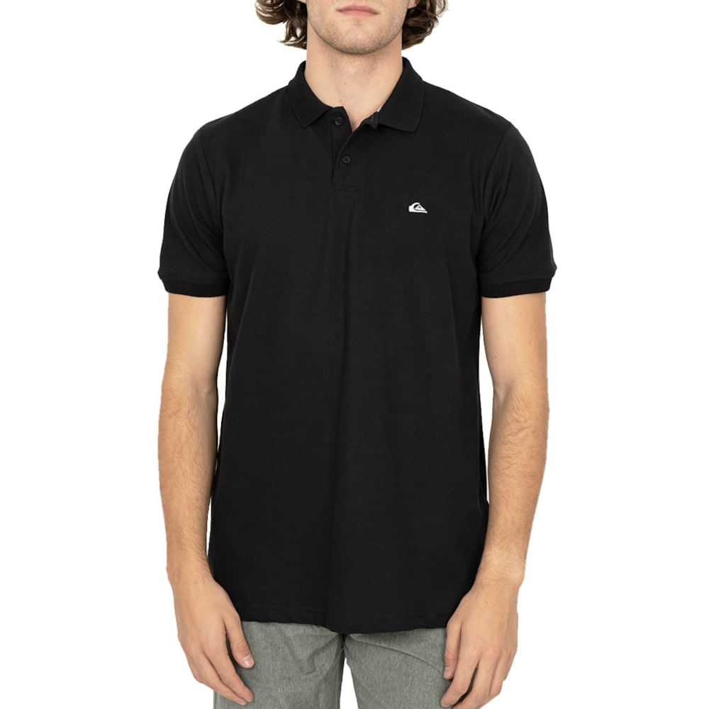 Camisa Polo Quiksilver Embroidery Piquet Preta