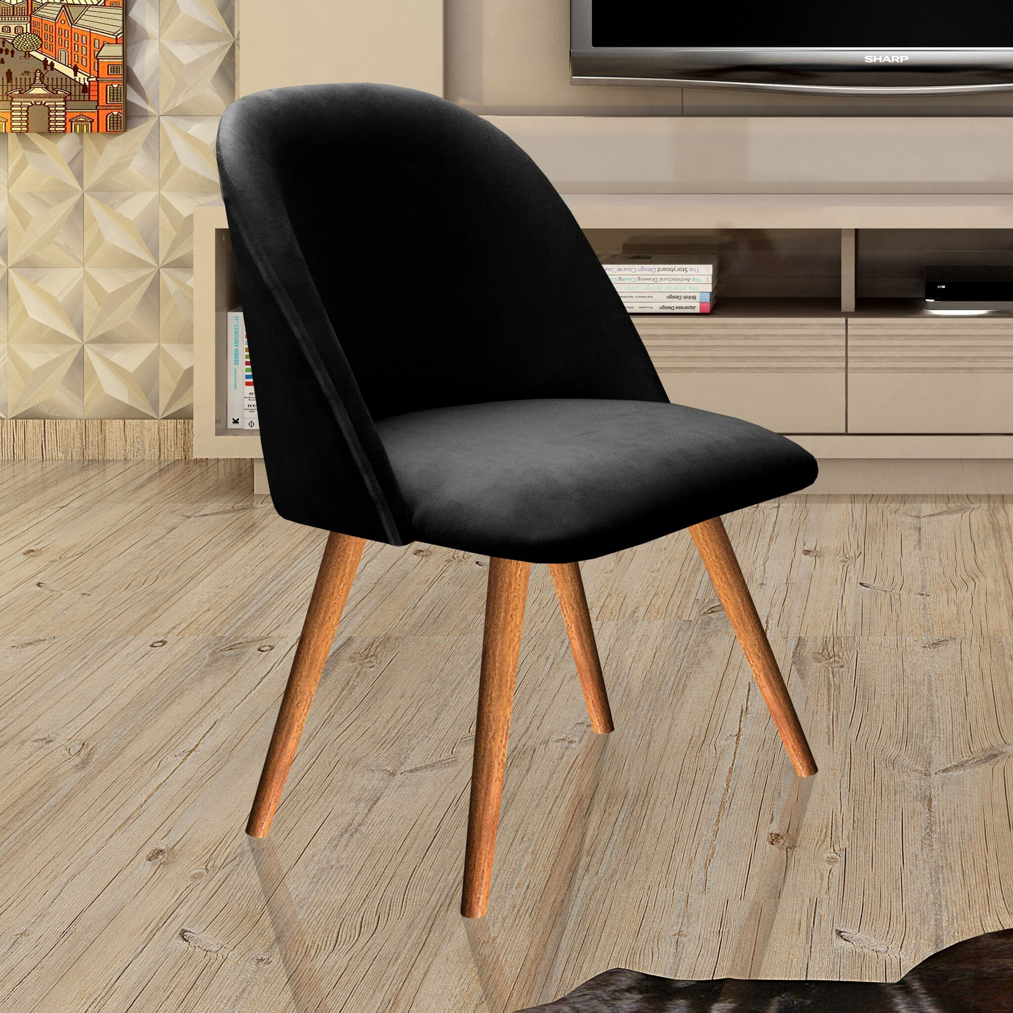 Poltrona Decorativa Gaia Para Sala, Quarto, Recepção Preto