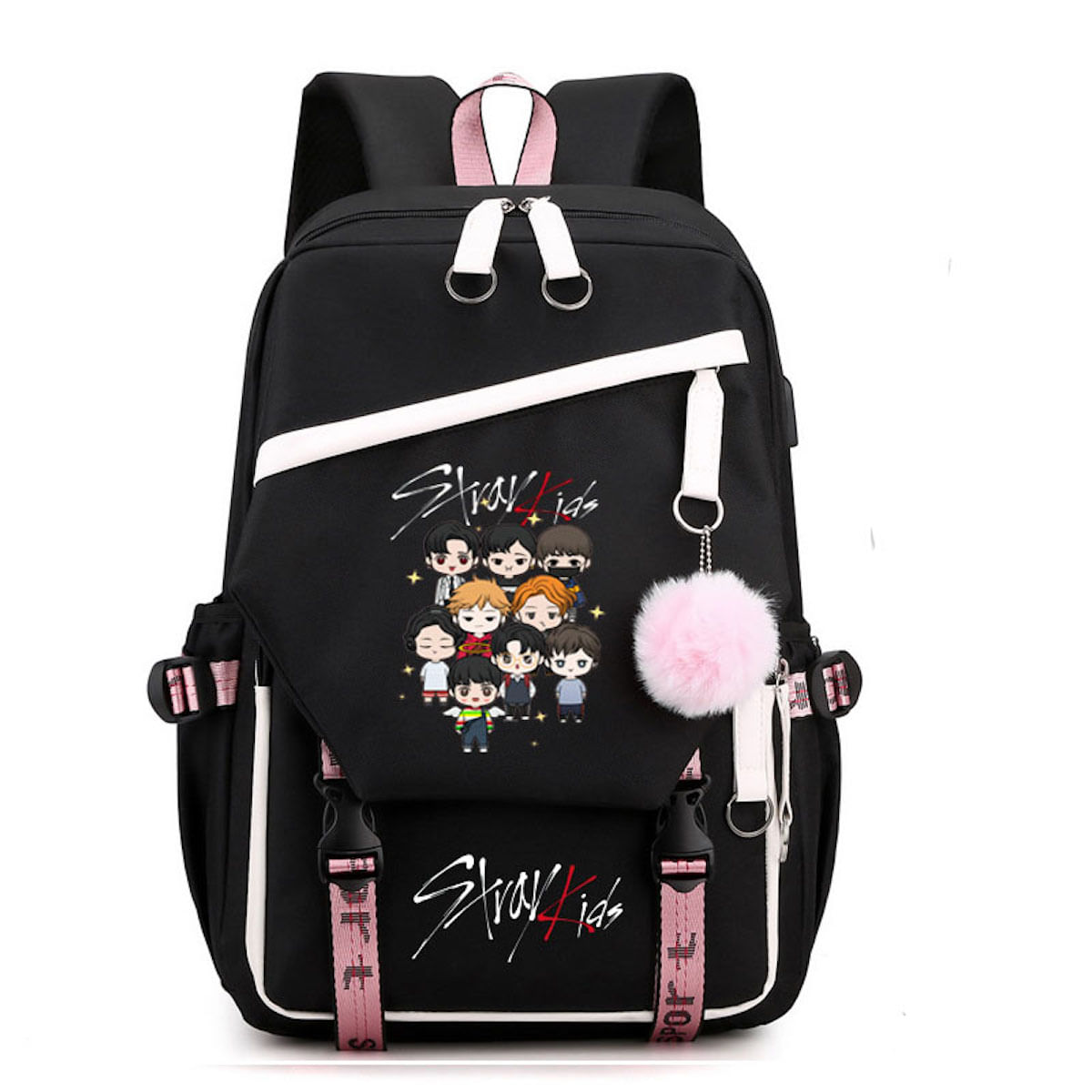 Mochila Escolar Strays Kids Children Nylon 29x15x44cm