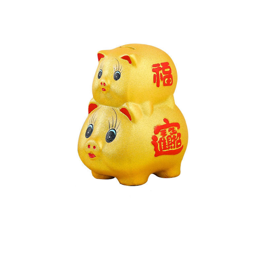 Porco Dourado Piggy Bank Para Crianças Em Cerâmica 16,5 X 22,5 Cm