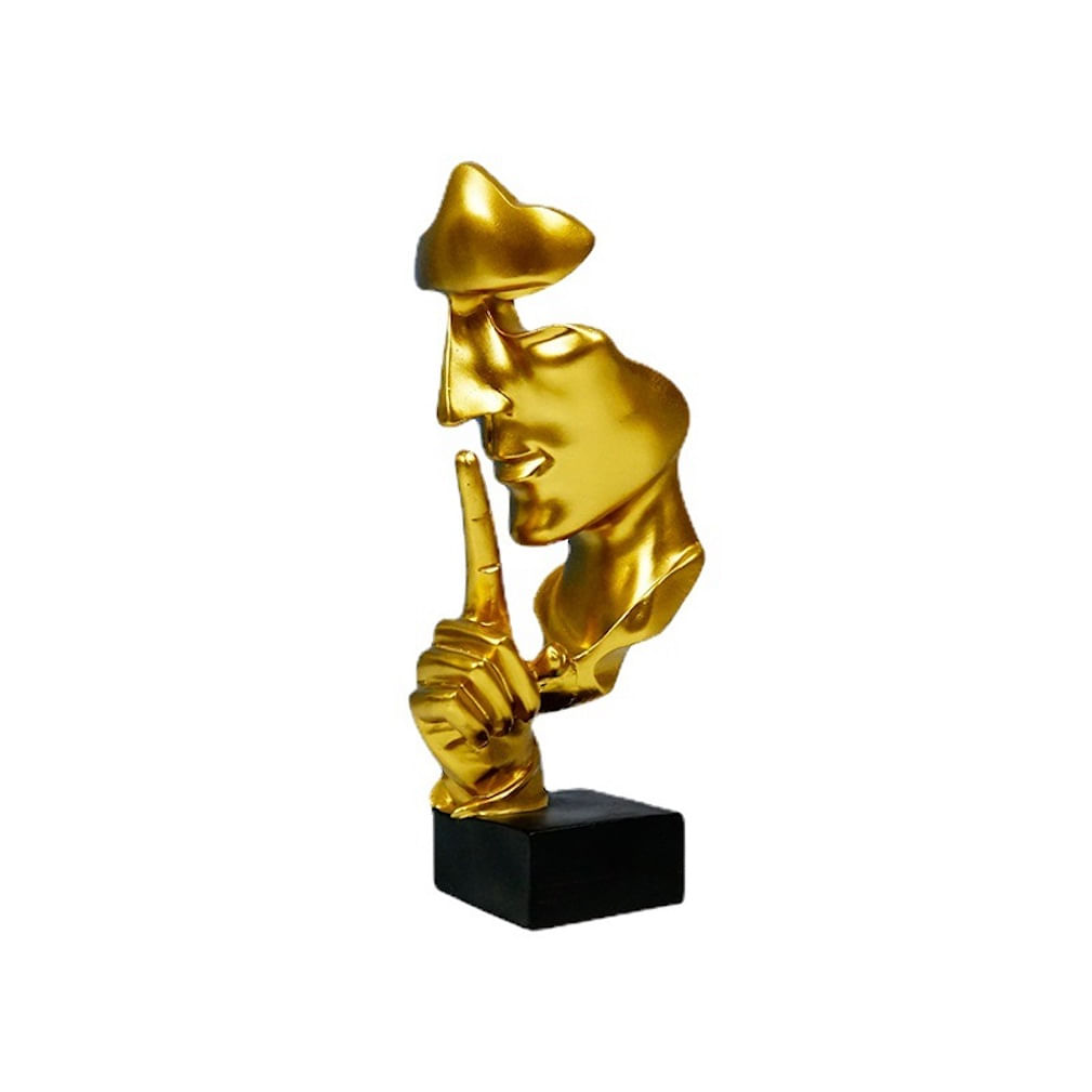 Estatueta Abstrata Sculpture Crafts Silence Is Gold, Resina De 27 Cm