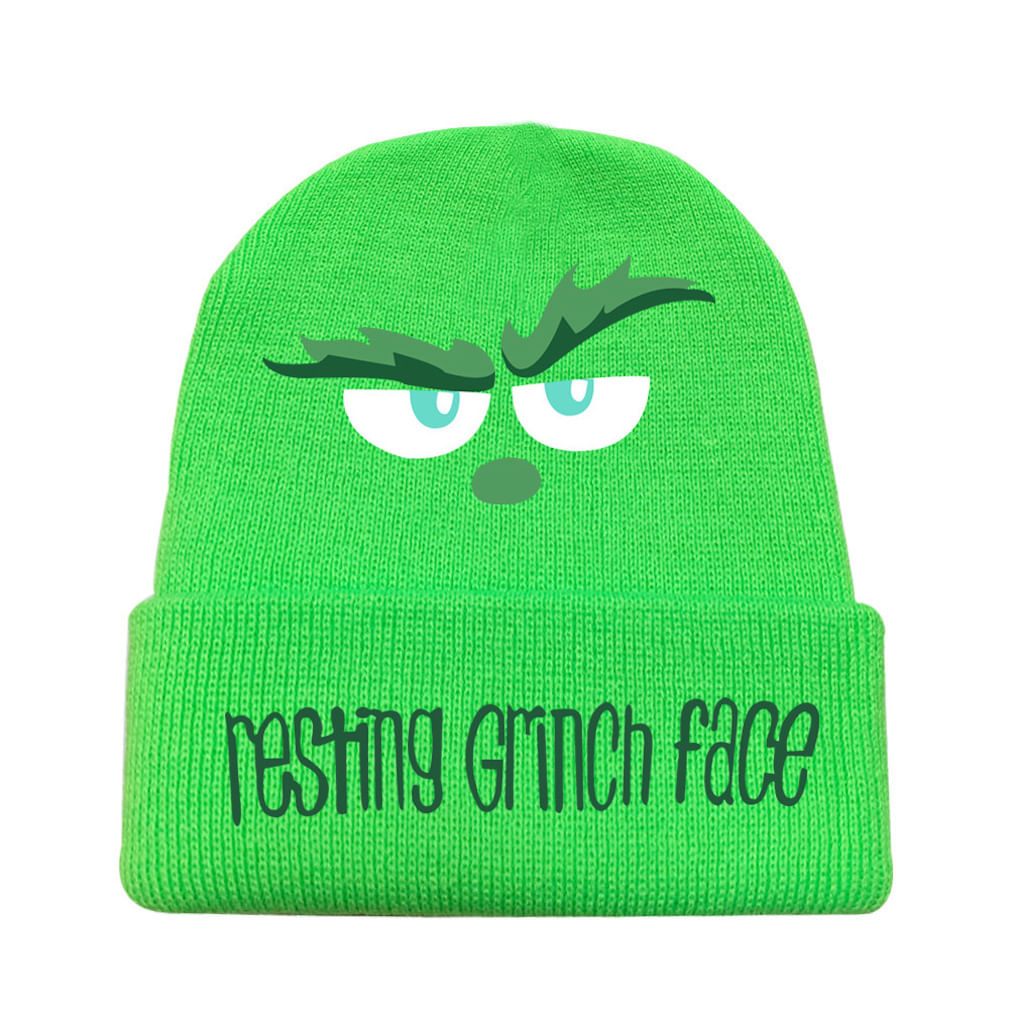 Chapéu De Malha Grinch Green Anime Winter Beanie 60g Acrílico