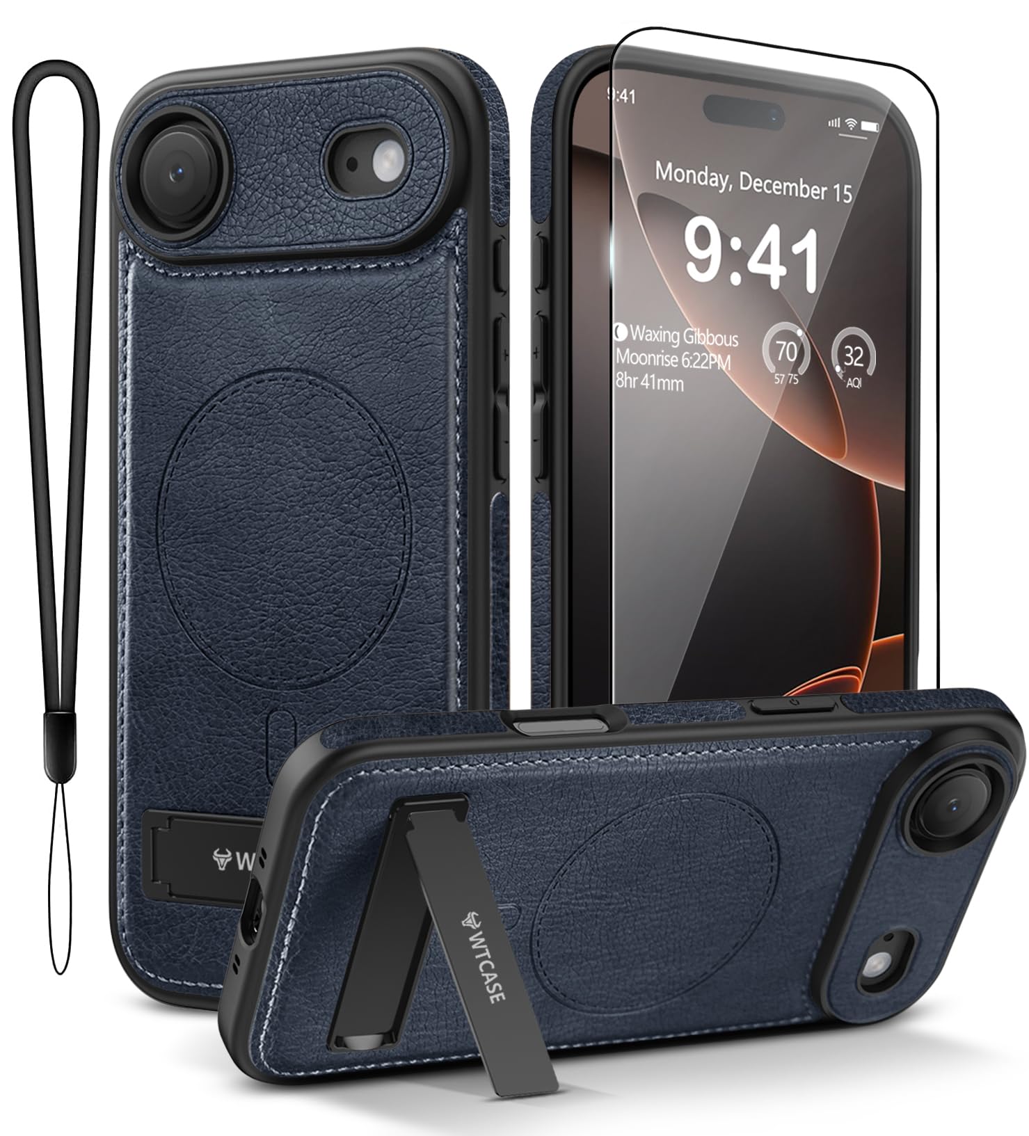 Capa De Telefone Wtcase De Couro Magnético Com Suporte Para Iphone Air Blue