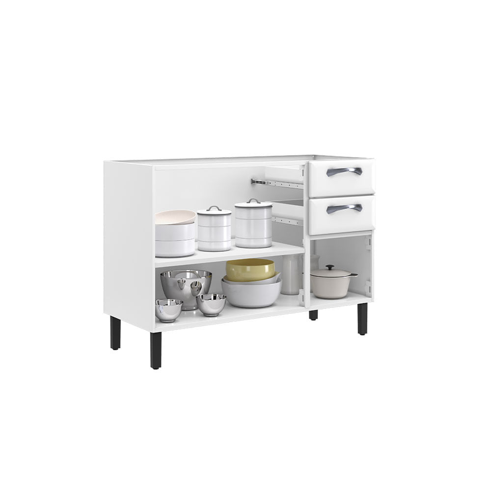 Balcão De Cozinha Itatiaia New Premium Aço 3 Portas 2 Gavetas Sem Tampo