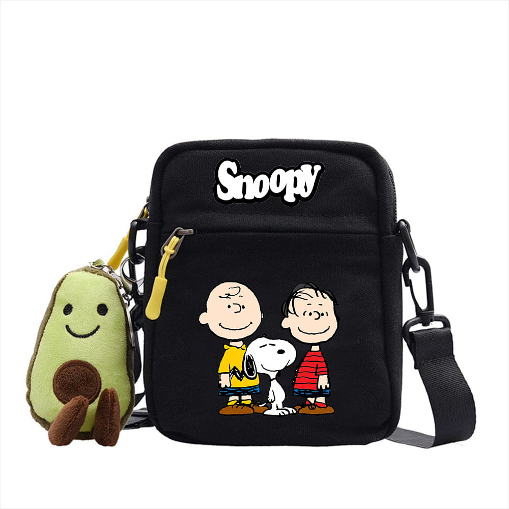 Bolsa Messenger Snoopys Anime Canvas Ombro 14x5x18cm