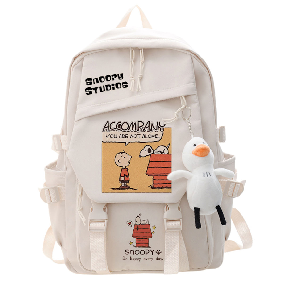 Mochila Escolar Snoopys Cartoon Kids Nylon 32x45x13cm
