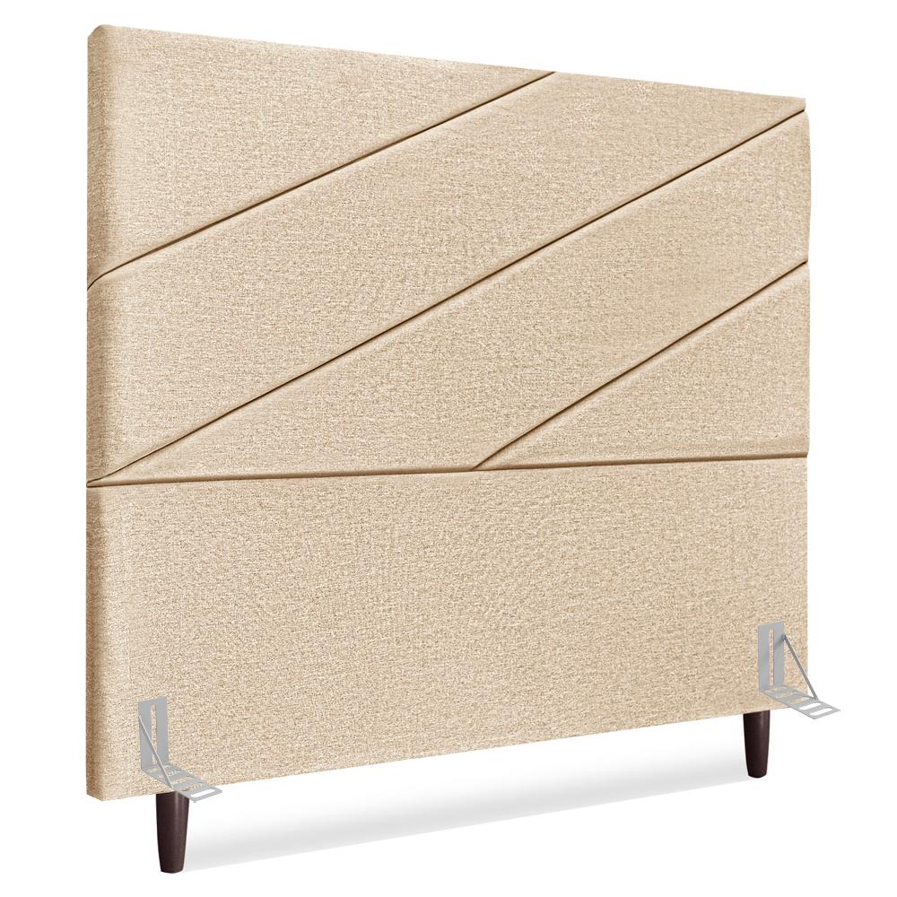 Cabeceira Casal 140 Cm Com Frame Cristal Linho Bege Artte