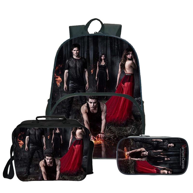 Conjunto De Mochilas Vampires Diaries Satchel Anime 3d Printing School