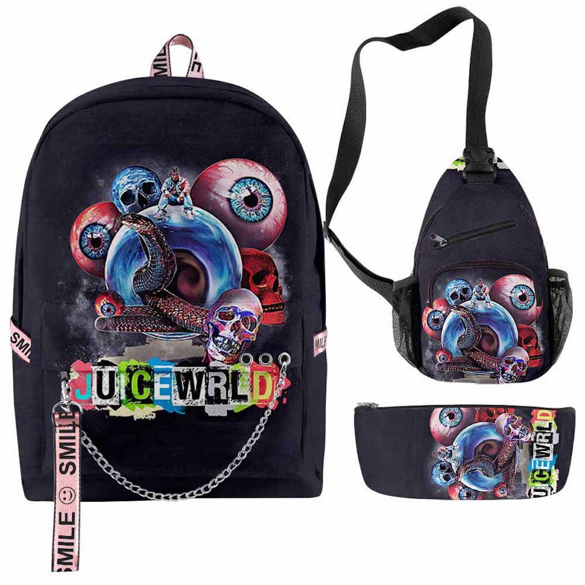 Conjunto De Mochilas Juices World S Cartoon Kids School 3 Unidades