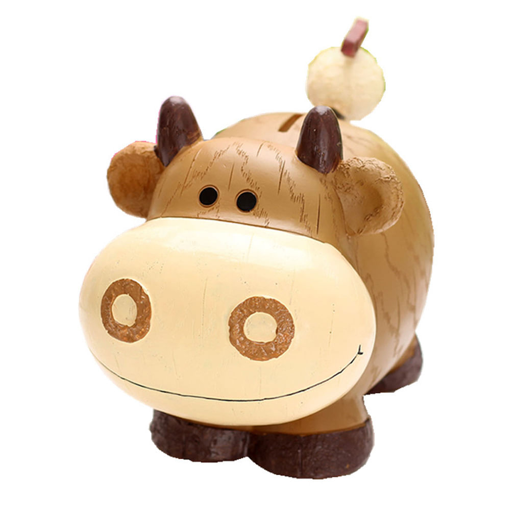Caixa De Dinheiro Com Moedas Piggy Bank Resin Zodiac Cow Para Crianças