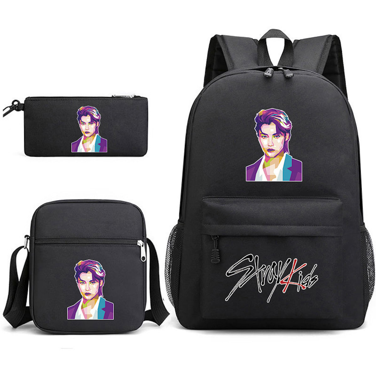 Conjunto De Mochilas Stray Kids Anime School, 3 Peças Com Bolsa De Ombro