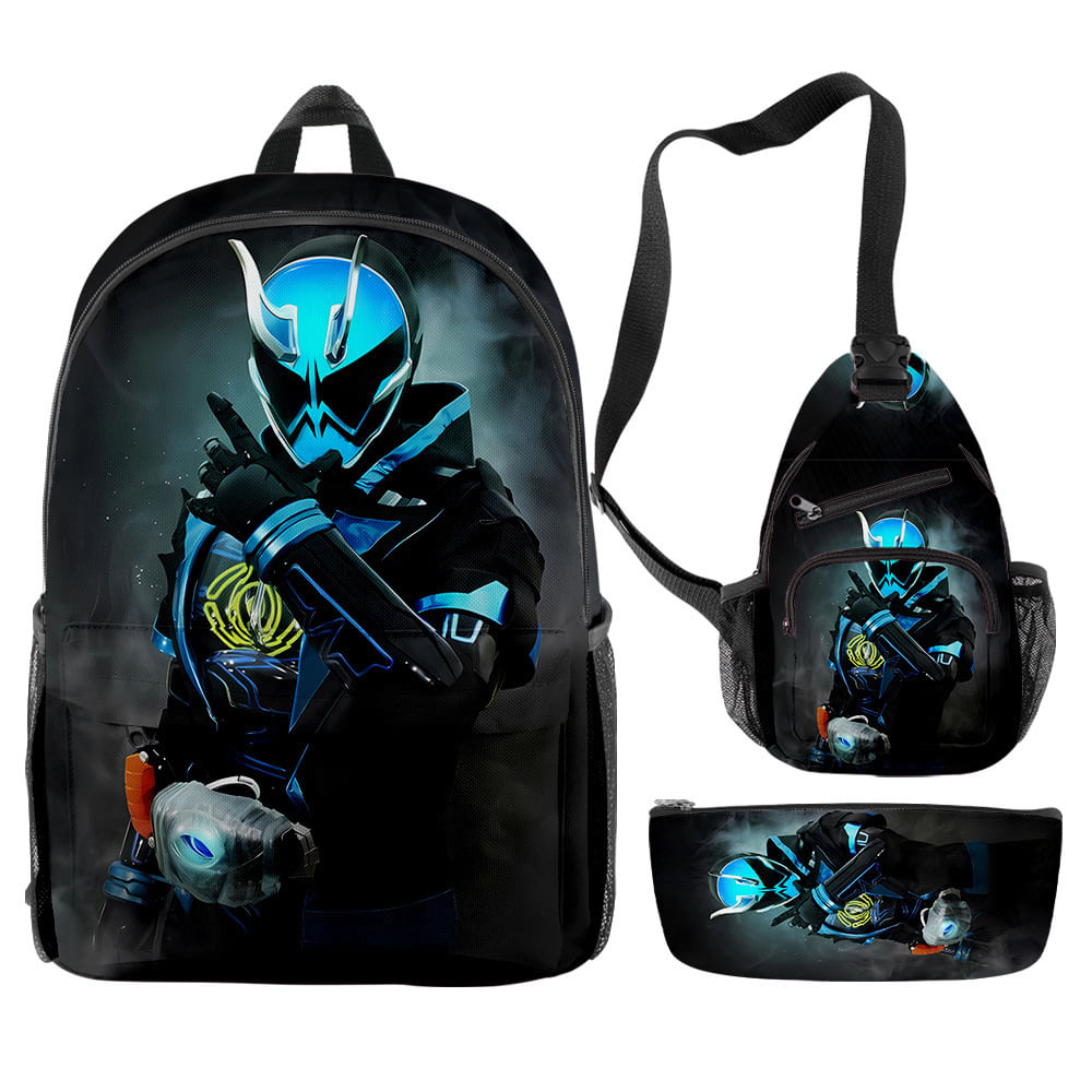 Mochila Escolar Kamens Riders Anime Com Peito E Bolsa Para Lápis