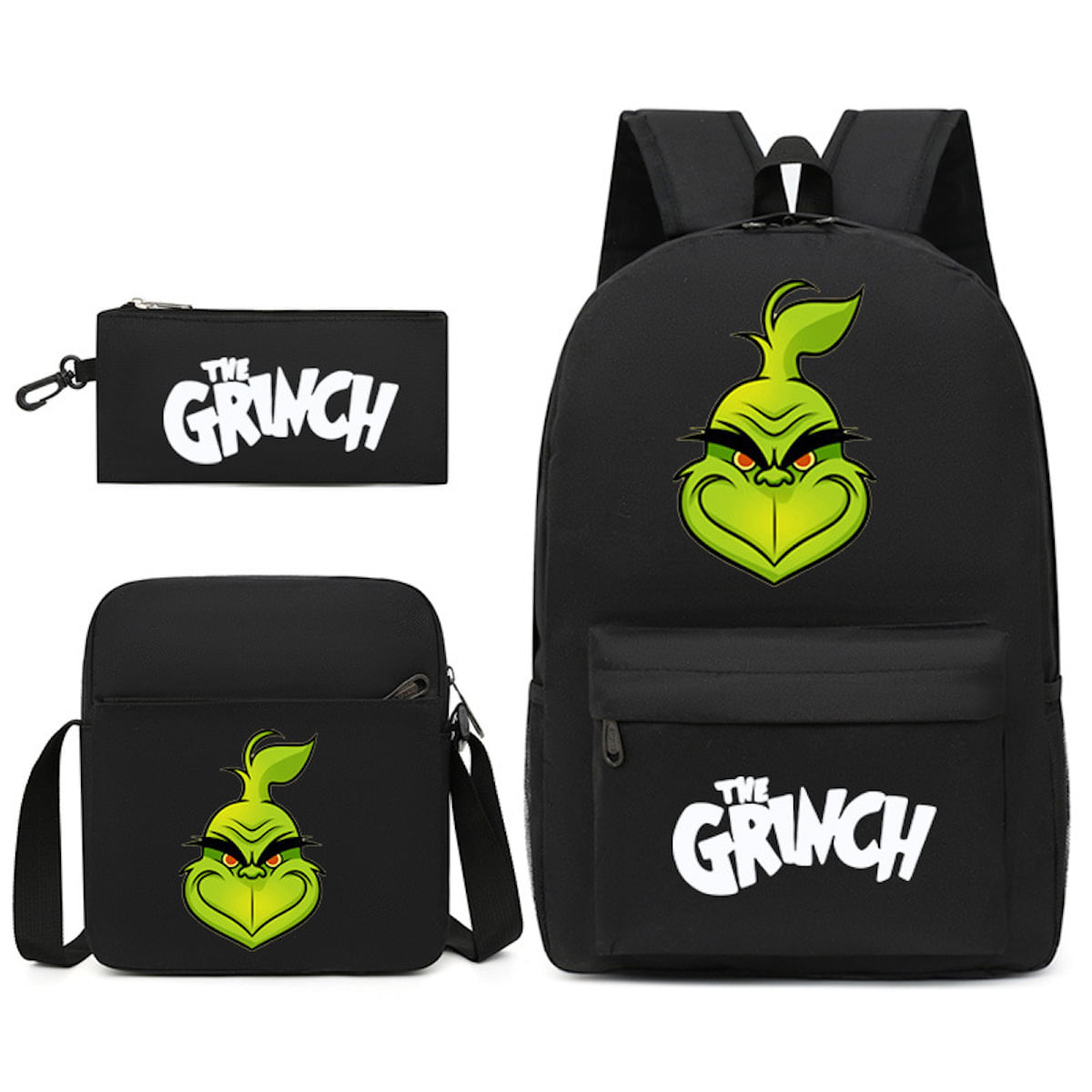 Conjunto De Mochilas Grinch's Christmas Cartoon Kids School Nylon