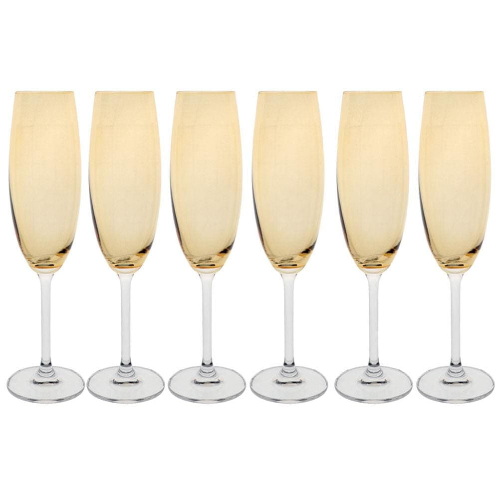 Conjunto De Taças Para Champanhe Gastro 220ml Âmbar 6 Peças Bohemia