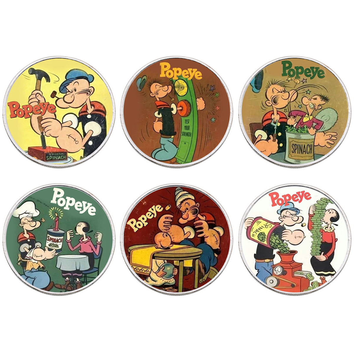 Coin Popeyes Anime 6 Unidades/lote Comemorativo Com Caixa Transparente