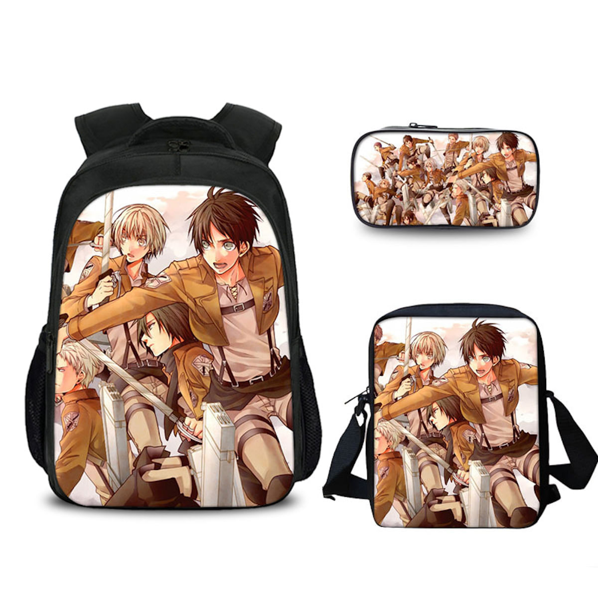 Conjunto De Mochilas Escolares Attacks Titans Levi, 3 Unidades Para Crianças