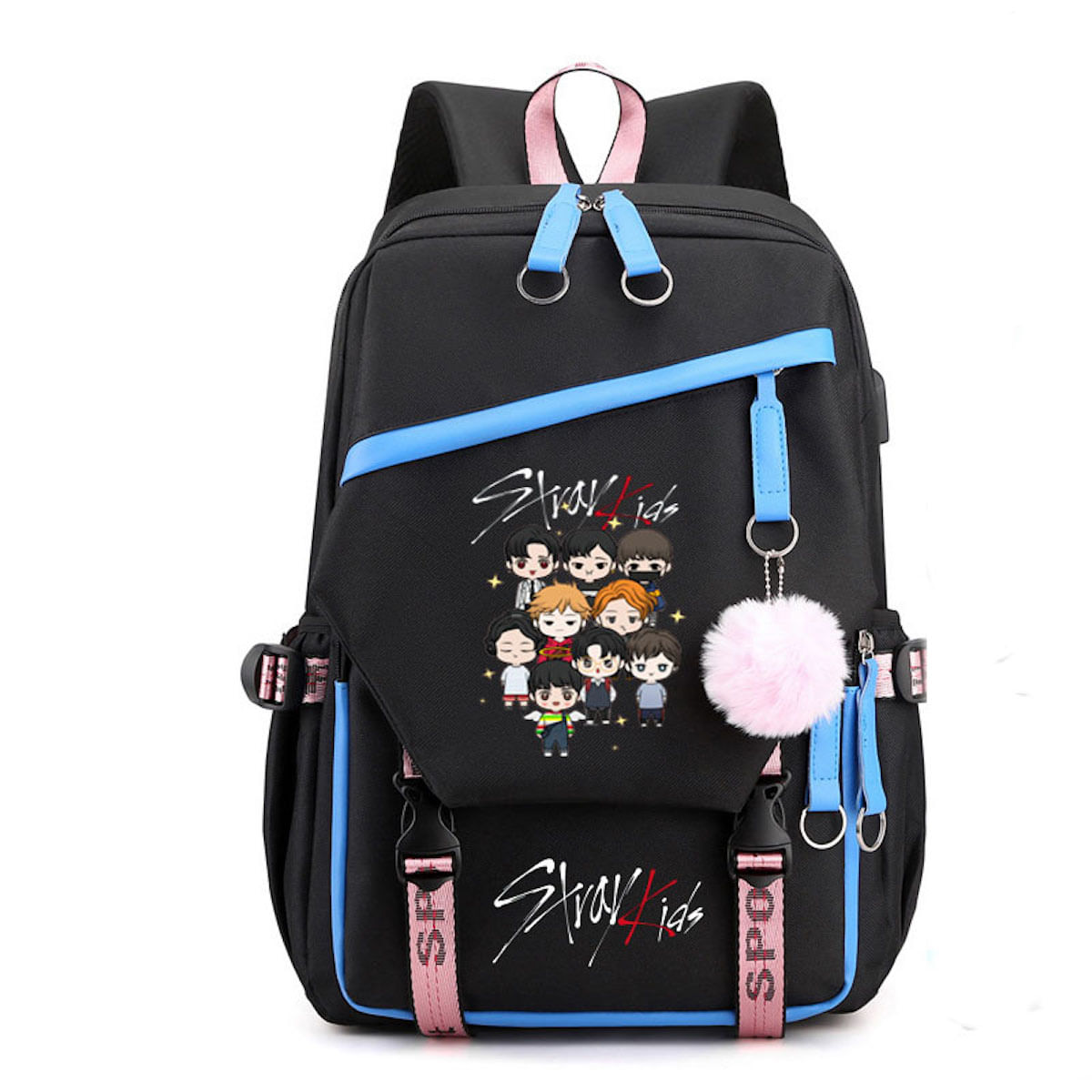 Mochila Stray Kids Anime School Nylon 29x15x44cm