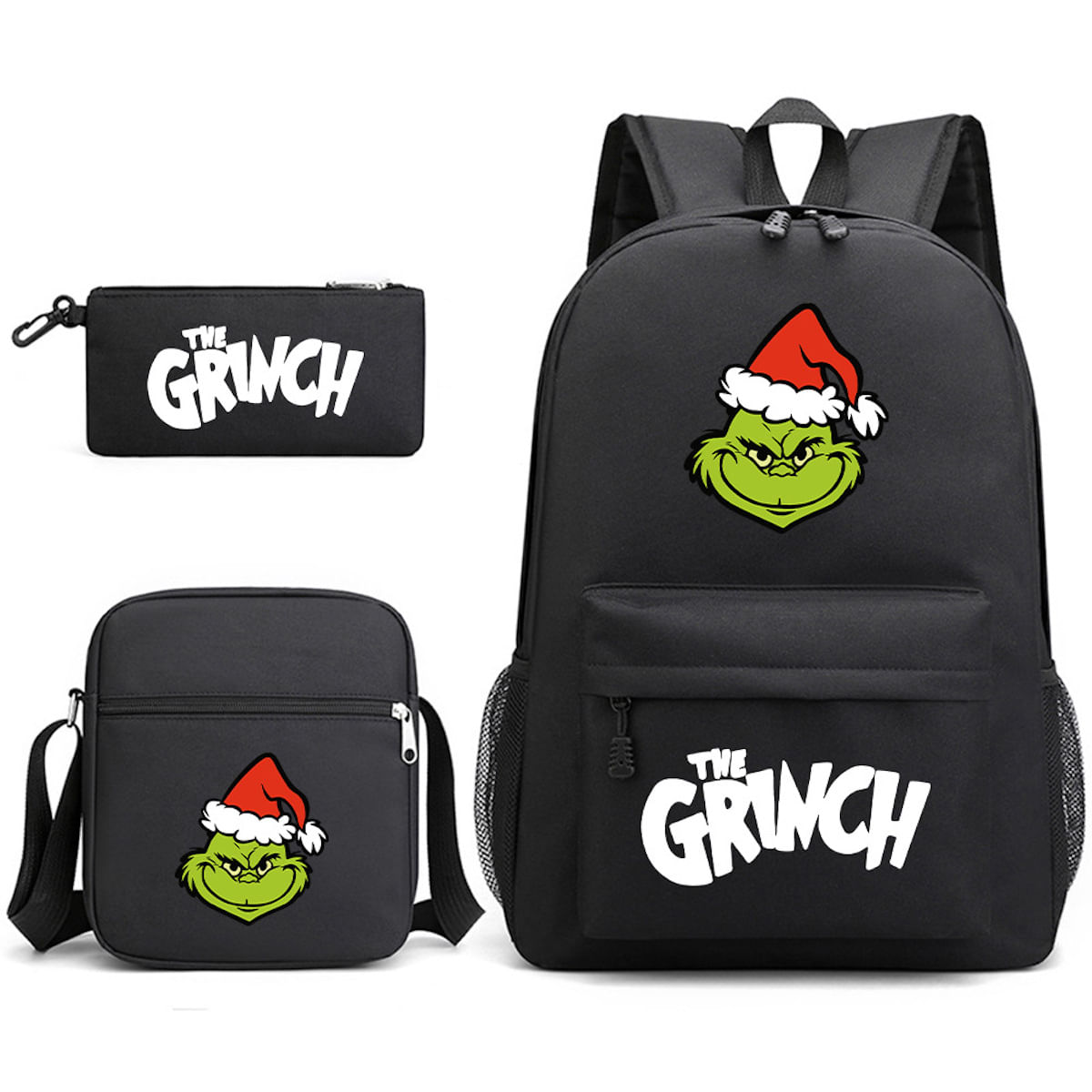 Conjunto De Mochilas Grinch's Christmas Cartoon Kids School, 3 Unidades