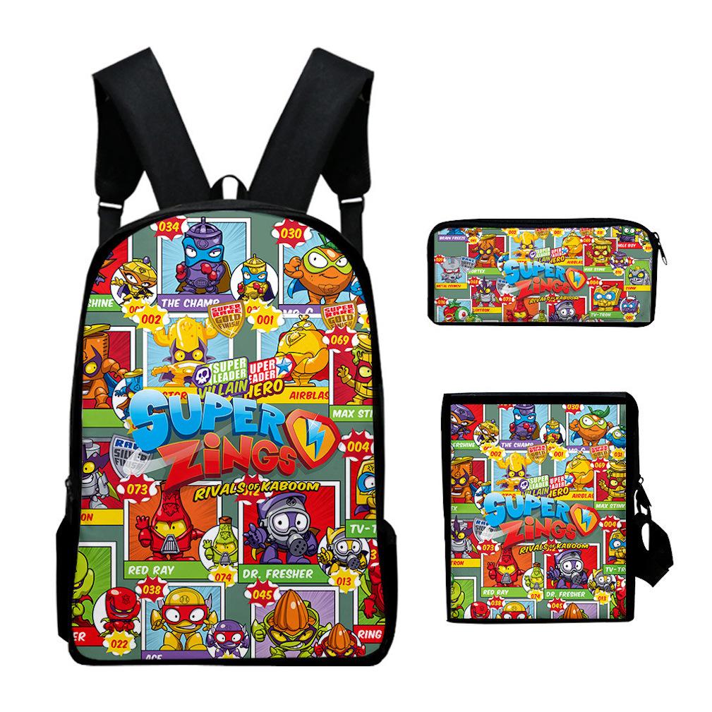 Conjunto De Mochilas Escolares Super-Zinges Anime Satchel 3D Para Estudantes