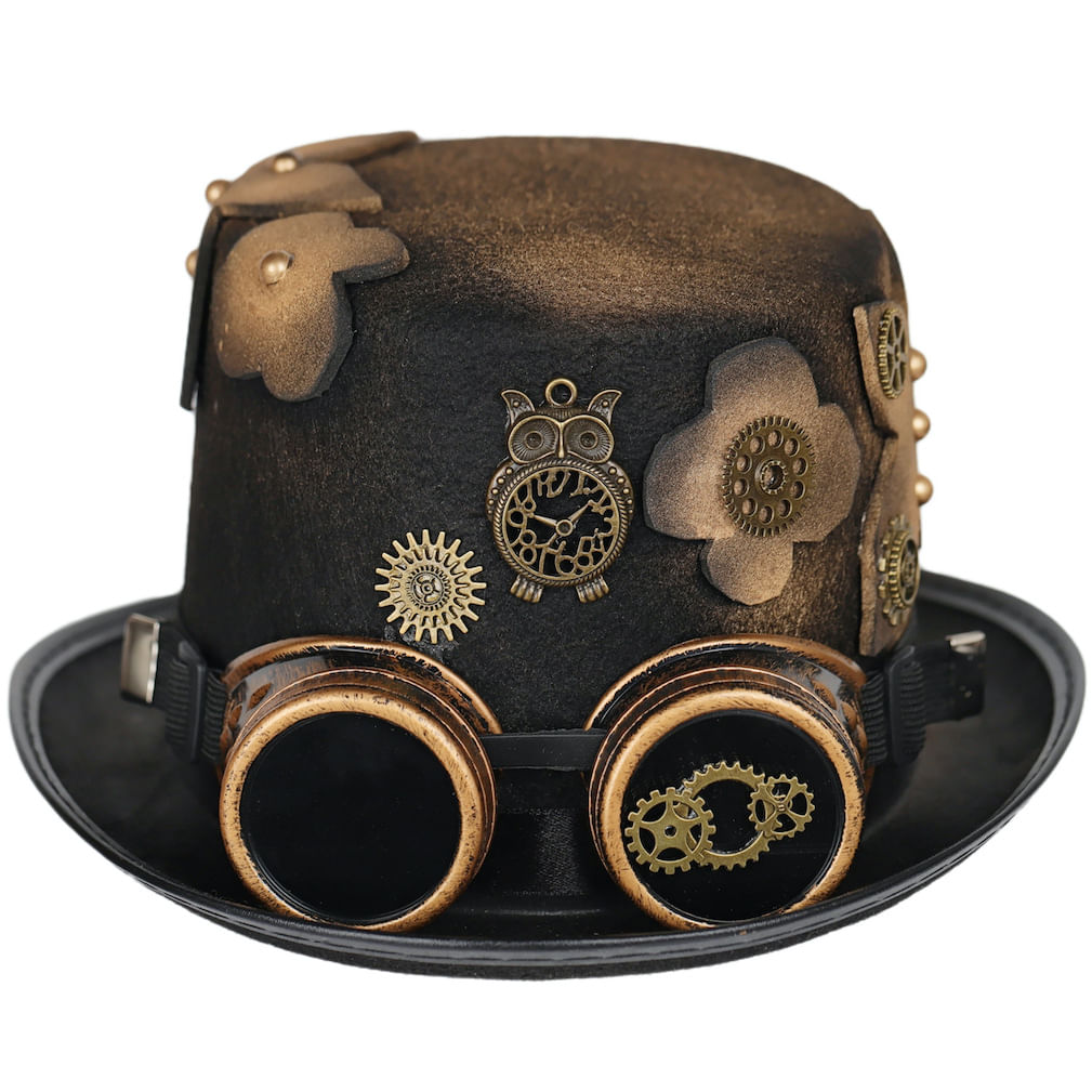 Chapéu Steampunk Top Hat Anime Cartoon Cosplay Sun Cap - Feltro