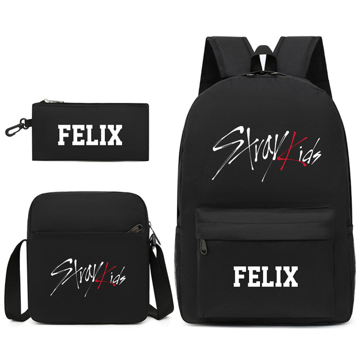 Conjunto De Mochilas Stray Kids Anime School, 3 Peças Com Bolsa De Ombro