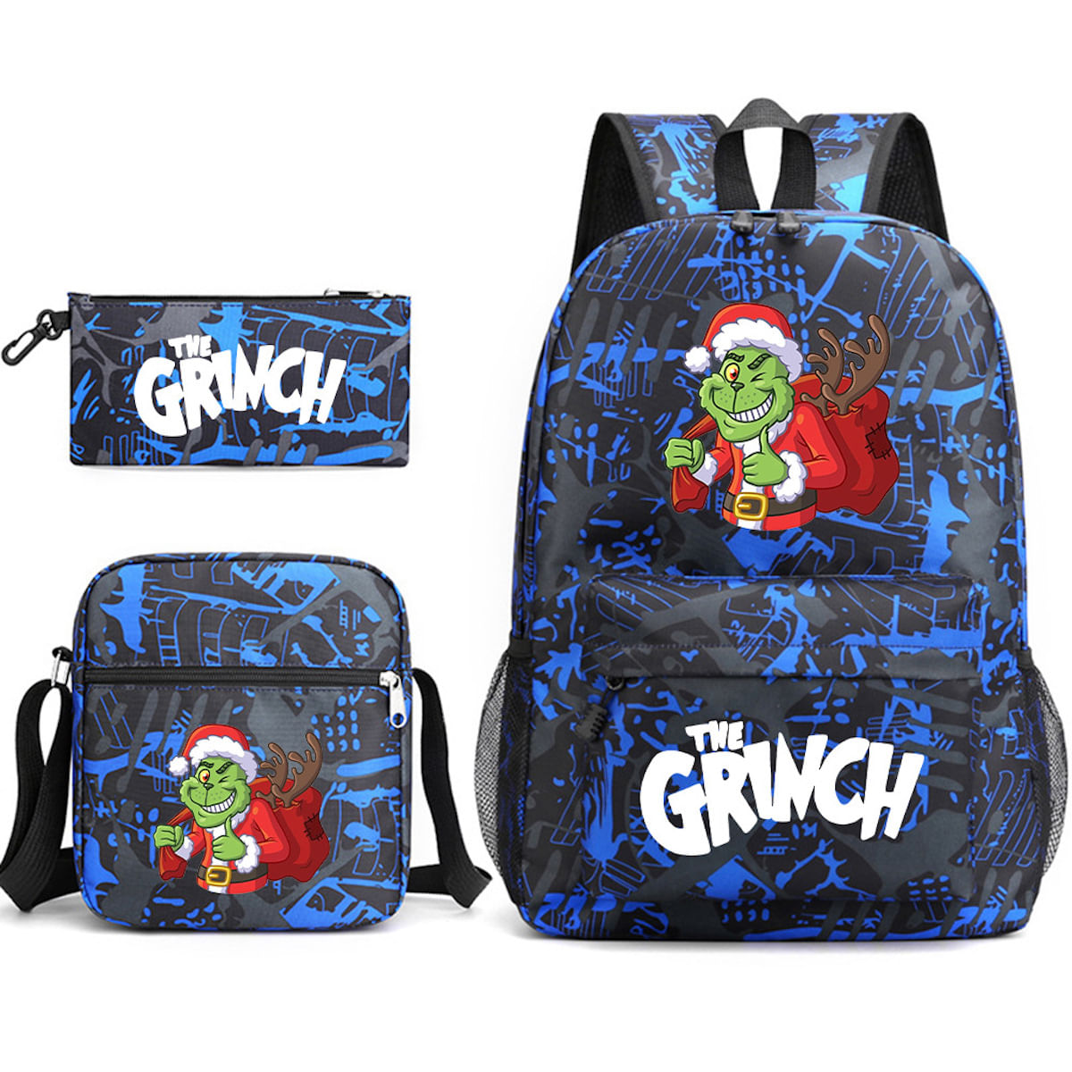 Conjunto De Mochilas Grinch's Christmas Cartoon Kids School, 3 Unidades
