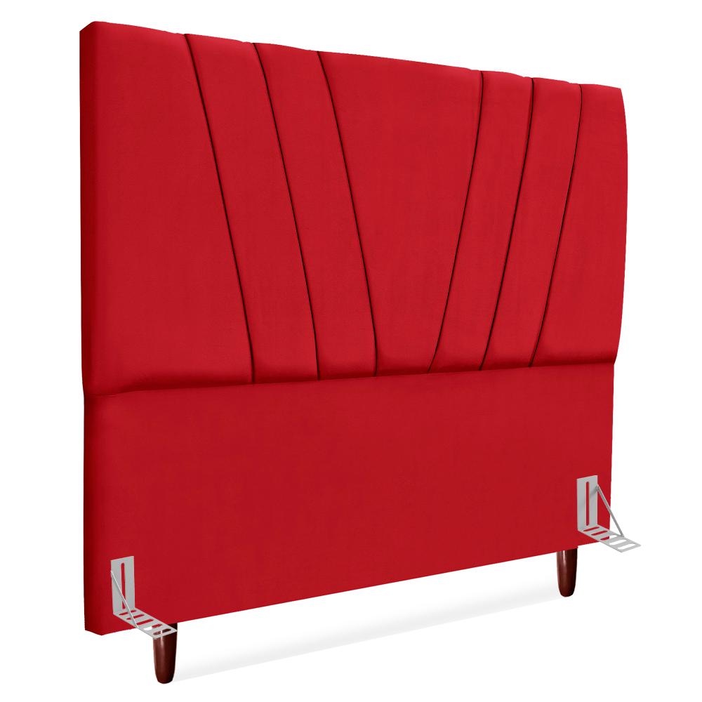 Cabeceira Casal 140 Cm Com Frame Belgica Suede Vermelho Artte