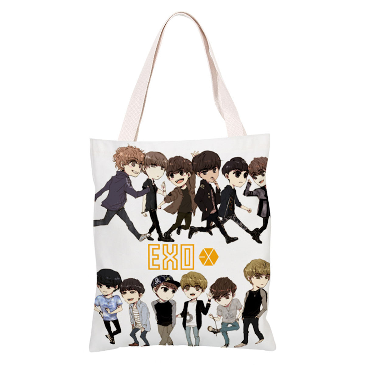 Sacola De Lona Exo Anime Fans Gift, Bolsa De Ombro Reutilizável