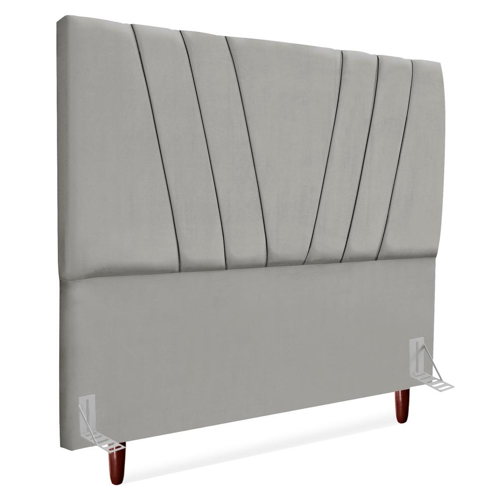 Cabeceira Casal 140 Cm Com Frame Belgica Suede Cinza Claro Artte