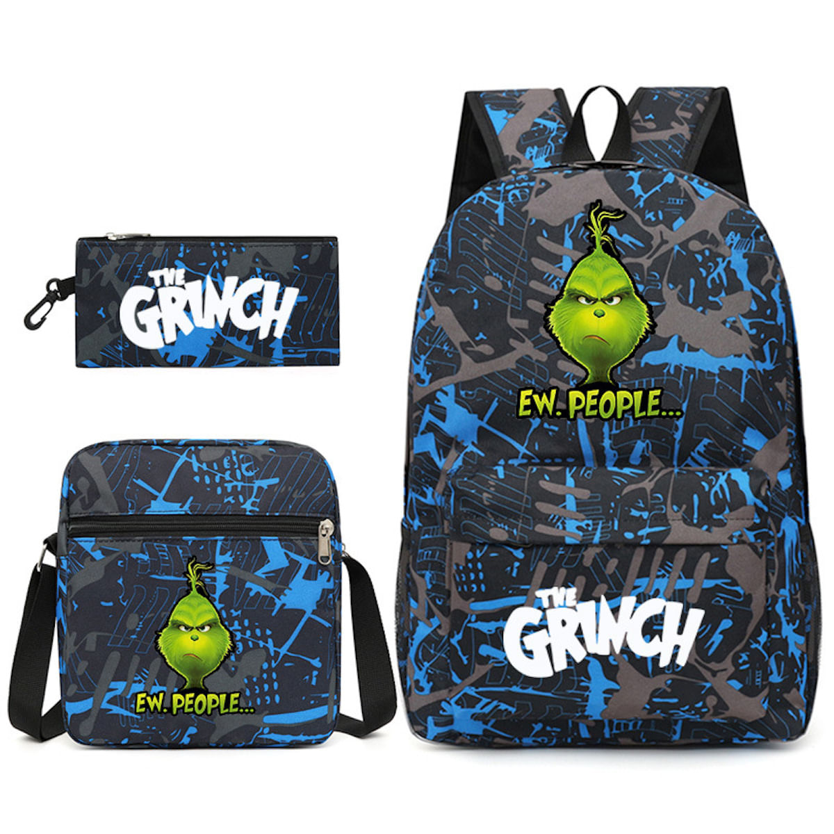 Conjunto De Mochilas Grinch's Christmas Cartoon Kids School Nylon