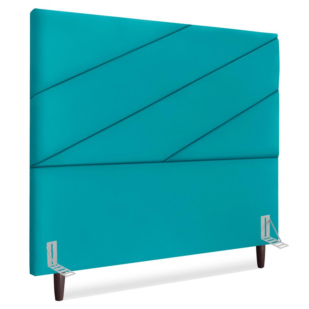 Cabeceira Queen 160 Cm Com Frame Cristal Suede Azul Turquesa Artte