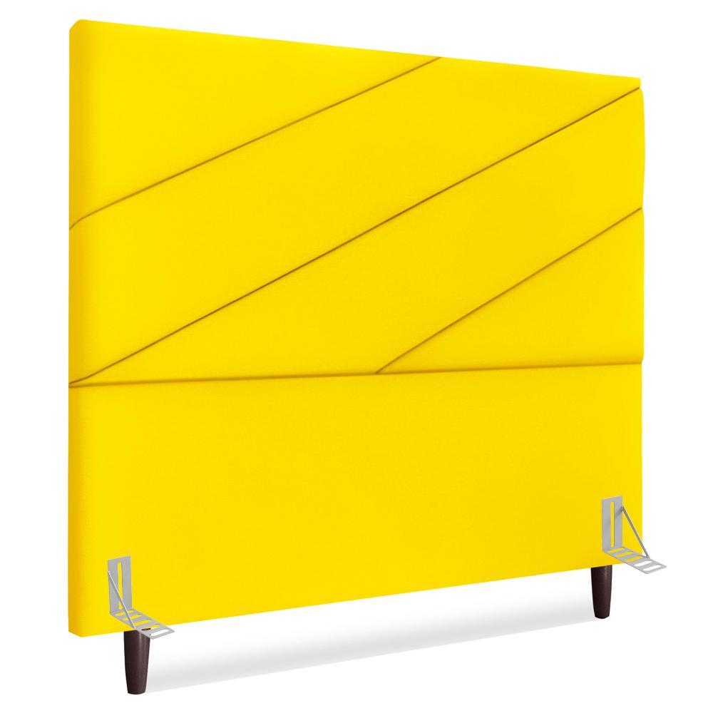 Cabeceira Casal 140 Cm Com Frame Cristal Suede Amarelo Artte