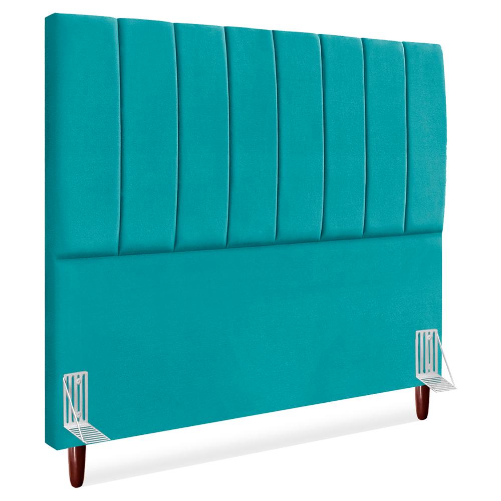 Cabeceira Queen 160 Cm Com Frame Carla Suede Azul Turquesa Artte