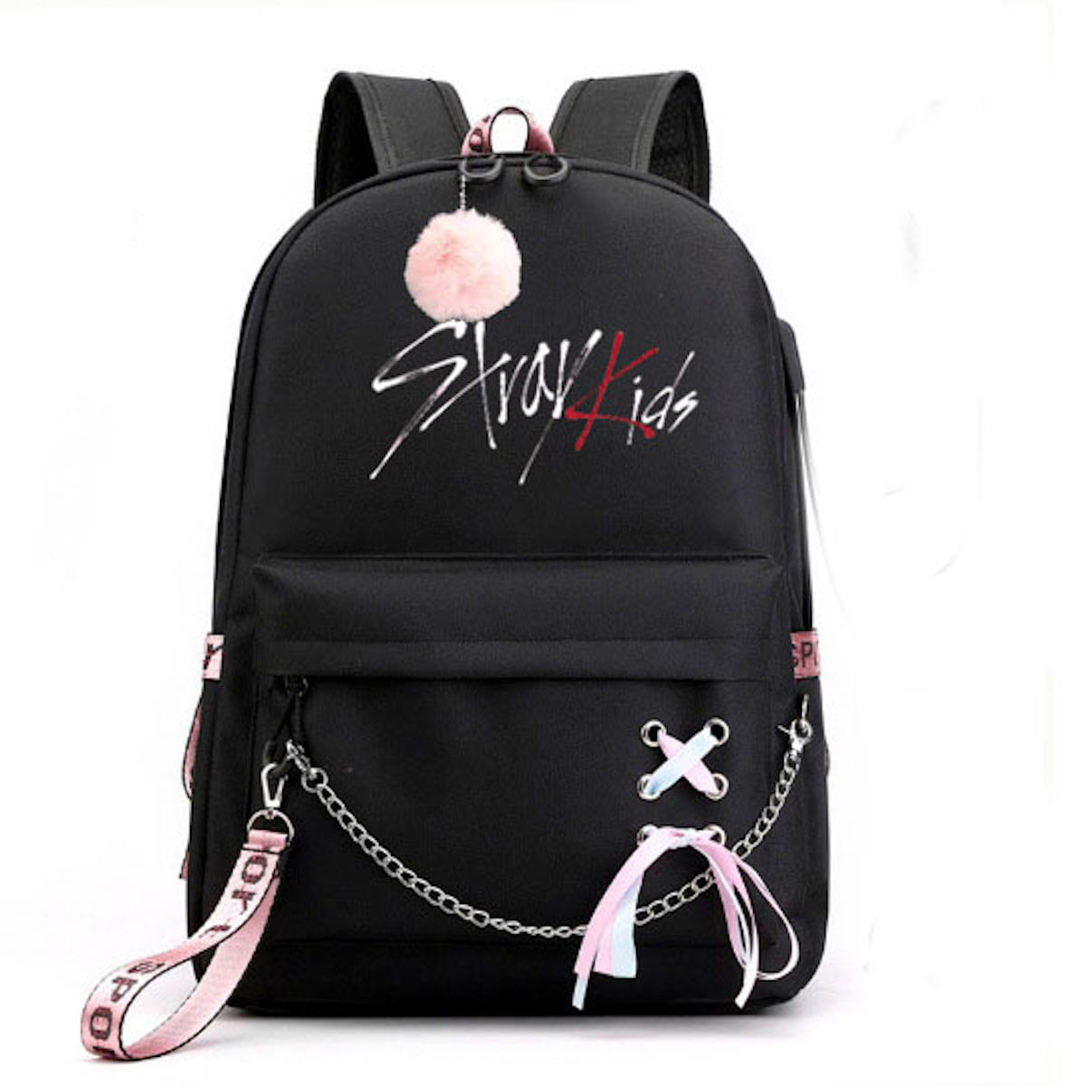 Mochila Escolar Stray Kids Anime Poliéster 32x15x45cm