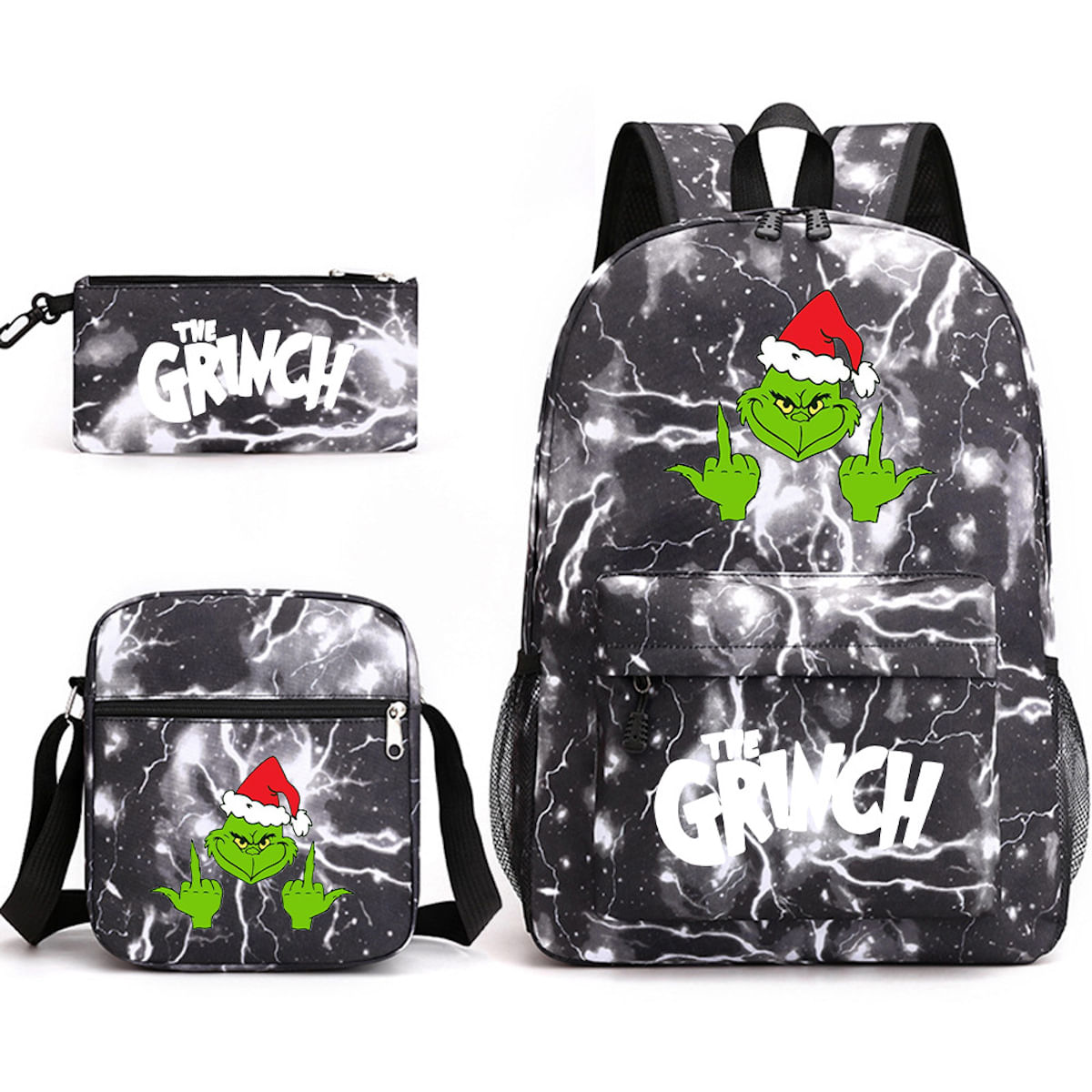 Conjunto De Mochilas Grinch's Christmas Cartoon Kids School, 3 Unidades