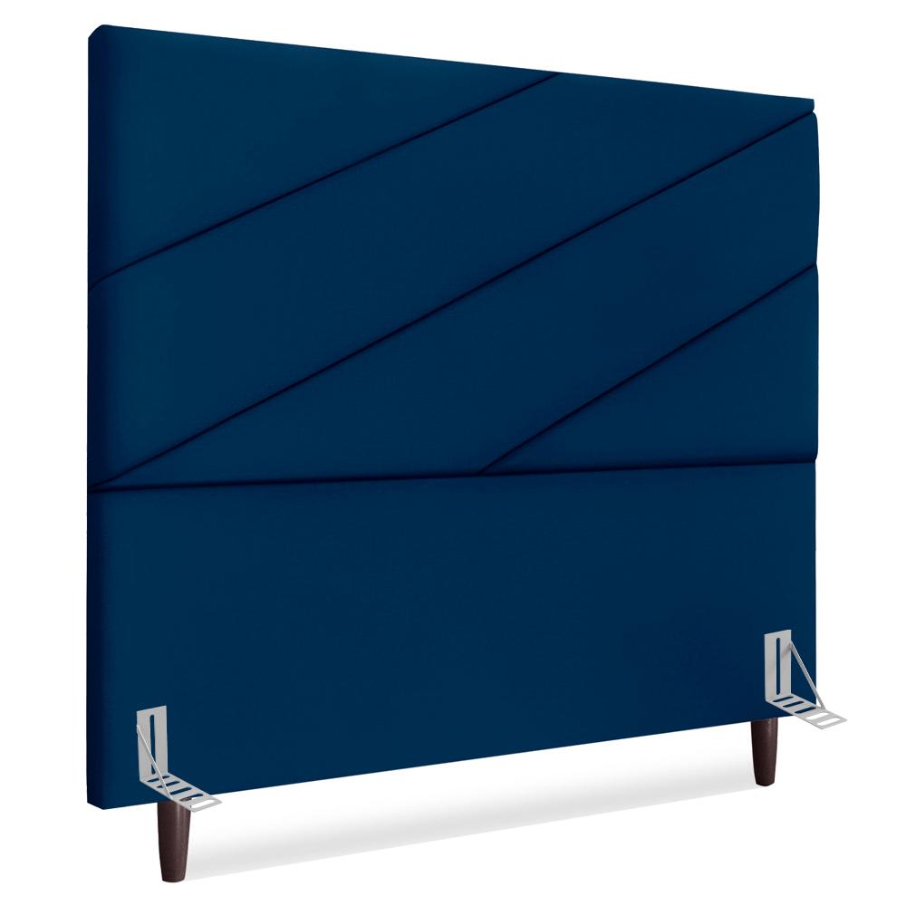 Cabeceira Queen 160 Cm Com Frame Cristal Suede Azul Marinho Artte