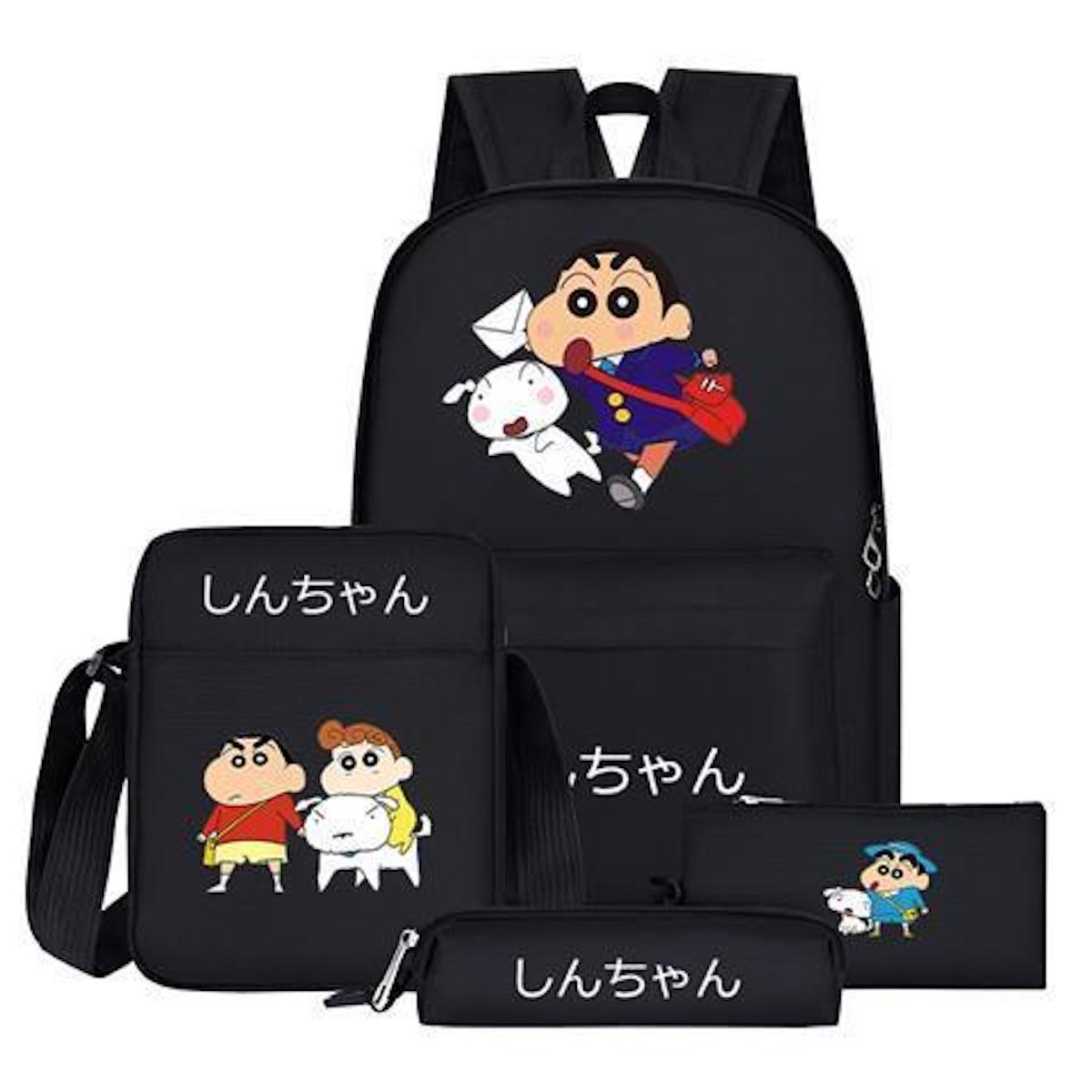 Conjunto De Mochilas Escolares Crayons Shins Chans Cartoon Kids 4 Unidades