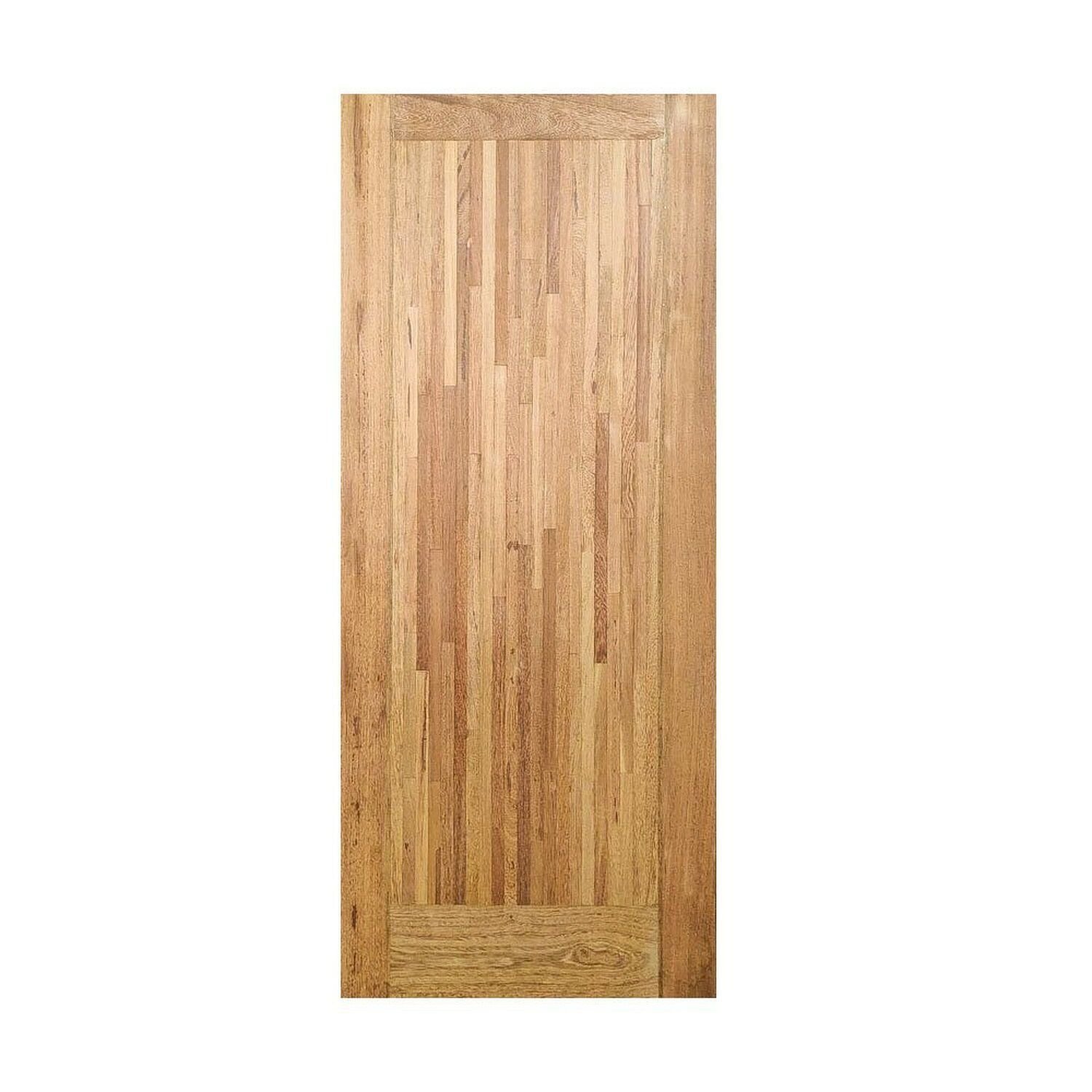 Porta De Madeira Maciça Tauari 210x90x3,3 Parquet Vertical Jomadi Natural